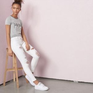 White ripped jeans